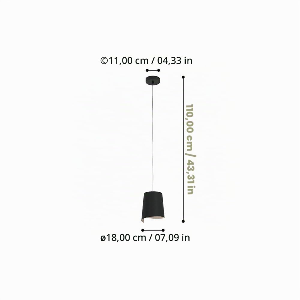 Eglo lámpara de suspensión Bolivia, candil para comedor de 1 luz | iluminador de metal en color negro y arena, luz con casquillo E27