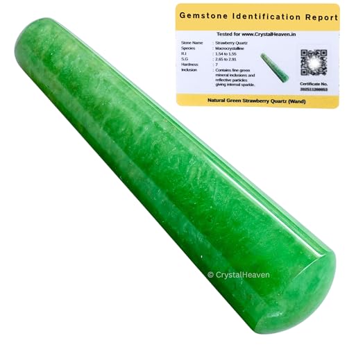 Image of Green Strawberry Quartz Crystal Wand - Smooth Crystal Wand for Energy Healing, Chakra Balancing, Meditation and Home Decor - Crystals and Healing Stones for Gift