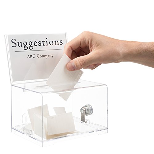 Adiroffice Acrylic Ballot Box Donation Box With Lock (6.25 X 4.5 X 4 Inches, Clear) & Adiroffice Acrylic Ballot Box Donation Box With Lock (12 X 12 Inches, Black) Bundle #TOP1