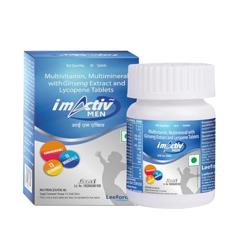 Image of Multivitamin Tablets for Men | With Vitamin C, B3, A, Calcium, Zinc, Ginseng Ext. & Mineral Blend | For Daily Vitality, Immunity & Metabolism Support (30 Tablets)