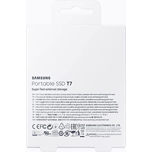 Image of Samsung T7 500GB Up to 1,050MB /s USB 3.2 Gen 2 (10Gbps, Type-C) External Solid State Drive (Portable SSD) Grey(MU-PC500T)