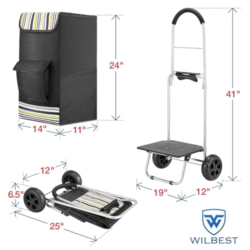 Wilbest Einkaufstrolley klappbar - 50kg Traglast & 75L Volumen | Abnehmbare, großvolumige,...