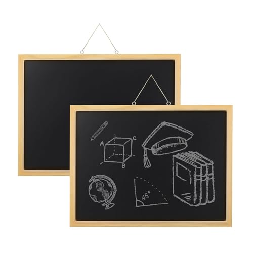 30 x 40CM Chalk Board for Wall, 2 Pcs A3 Wall Mounted Small Chalkboard with Wooden Frame, Medium Blackboards Chalk Writing Boards for Office Home Store Kitchen School