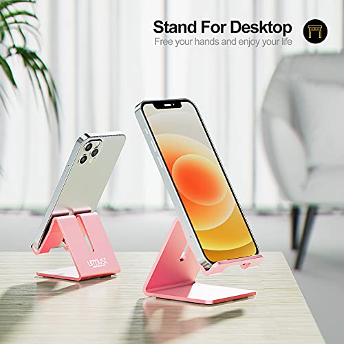Urmust Desk Cell Phone Stand Holder Aluminum Phone Dock Cradle Compatible With Switch For Iphone 14 13 12 11 Pro Xs Xs Max Xr X 8 7 6 6S Plus 5, Office Decor Accessories Desk (Rose Gold) #TOP1
