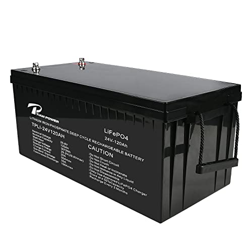 Tian Power 120Ah 24V Lithium Battery, Rechargeable Deep Cycle 24V LiFePO4 Battery Built-in 100A BMS with 4000+ Cycles, Perfect for RV/Camper, Solar, Off-Grid, Boat, Marine, Trolling Motor