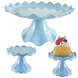 3 Pcs Cake Stand Set, Laced Cake Stand, Mini Cupdake Holder for Party,Wedding,Birthday,Celebration,Baby Shower,Anniversary (Macaroon Blue)