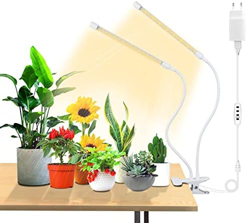 SUWITU Plant Grow Lights, 96 LED Plant Lights Full Spectrum with 3-9-12H Timer, 10 Dimming Level & 3 Lighting Modes, Adjustable Gooseneck Growing Lamps for Indoor Plants, Seedlings, Succulents