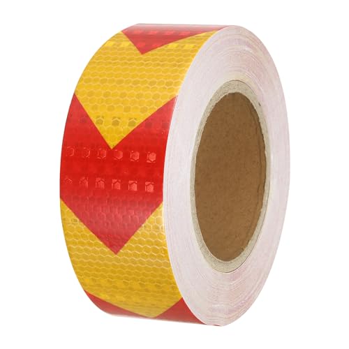 Ruban Réfléchissant Jaune Rouge 2 Pouces x 82 Pieds Imperméable pour Sécurité Extérieure