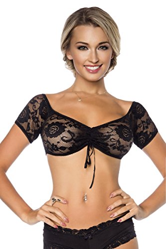 1001-kleine-Sachen - Blusa Trachten - stile impero - Basic - Donna Nero nero
