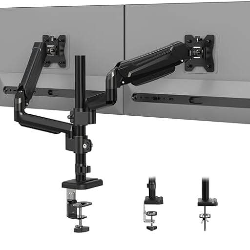 BONTEC Soporte Monitor Doble para 13-32 Pulgadas, Brazo Monitor Ergonómico con Resorte de Gas y Gestión de Cables, Inclinación Giro Rotación, Soporte 2 Monitores VESA 75/100 mm, hasta 9 kg | Ya disponible en tu tienda friki favorita! En mundofriki.es!