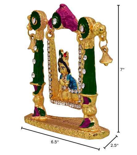 Estatua Krishna BalGopal en Columpio Pequeña para Templo miniatura 6