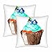 Cupcake Throw Pillow Covers Set of 2 Aquarelle Dessert Cake with Blueberry Cream Taies d'oreiller 18"x18" Housse de Coussin pour canapé-lit