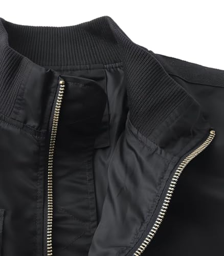 Image of FTIMILD Military Bomber Jacket for Men Casual Windbreaker Jacket Mens Spring and Fall Jacket with Pockets and US Armband