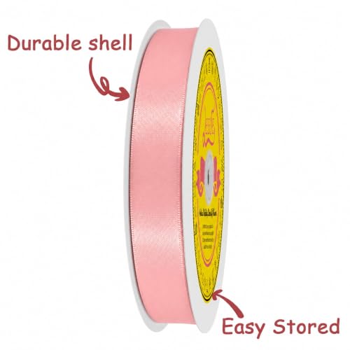Image of Double Face Dusty Pink Satin Ribbon 7 /8 Inch X 100 Yards Polyester Ribbon for Gift Wrapping Very Suitable for Weddings Party Hair Bow Invitation Decorations and More