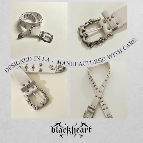 Y2K Punk Gothic Belt with Metal Buckle – Studded PU Leather Alt Fashion Waist Belt for Men & Women (Black/White)4