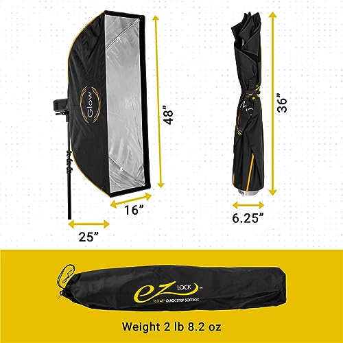 Glow Ez Lock 16X48 Quick Strip Rectangular Bowensmount Softbox With External And Internal Diffusers, Deflector Disk, Eggcreate Grid, Soft Box Speedring Adapter For Studio Speedlight Softbox Lighting #TOP4