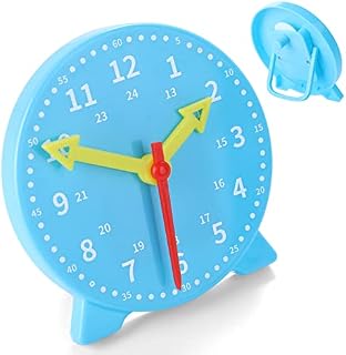 Ailvor Learning Clock, Teaching Clock for Children, Demonstration Clock, Telling the Time Clock Educational Toy for Kids Home School (Blue)