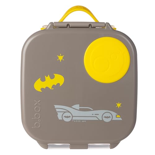 B.Box Batman By Mini Fiambrera Para Niños Con Compartimentos, Caja Bento, 3 Compartimentos 2 A Prueba De Fugas , Fiambrera Para Platos Y Aperitivos, Espacio Para Fruta Entera, Sin Bpa