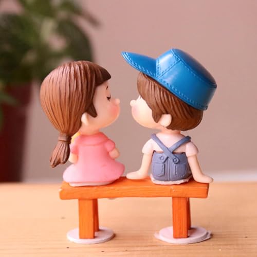 Image of SATYAM KRAFT 2 Set Romantic Couple Love Sitting on Bench Miniature Showpiece Valentine Gift for Girlfriend Boyfriend Husband Wife Wedding Anniversary Birthday Home Decor Statue Resin Decorative Idol.