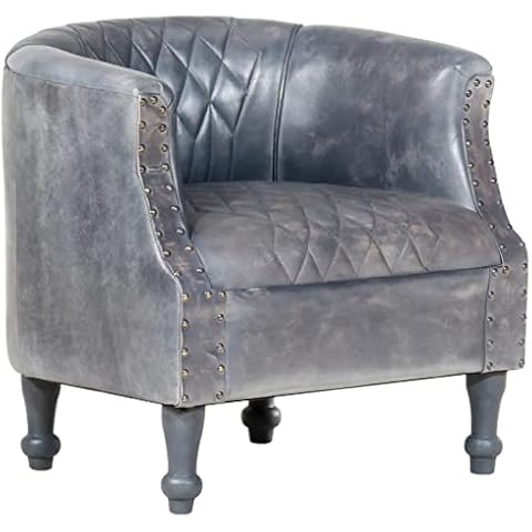 vidaXL Sillón de Cuero Auténtico Gris Cover