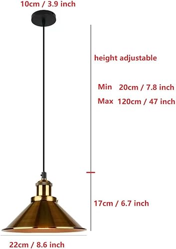 Miniatura 6 de 2 Pack Industrial Pendant Lights Battery Operated with Remote,Indoor Non Hardwired Hanging Lights Fixtures,Gold Vintage Pendant Lighting Lamp for