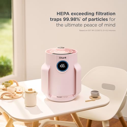 Image of Shark Air Purifier for Home, NeverChange Compact Pro, for Bedroom, Nursery, Home Office, Dorm, HEPA-Exceeding Filter, Captures Pollutants, Pet Dander, Dust, Odor, Smoke, and More, HP072PK, Quartz
