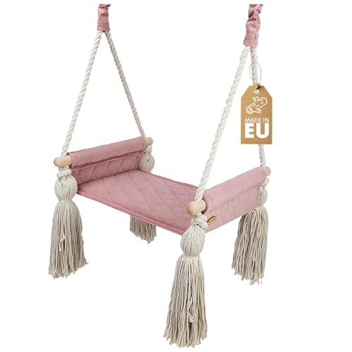 Create for you® - Baby Schaukel Indoor, Große Kinderschaukel Holz, Schaukel Baby, Babyschaukel Türrahmen, Holzschaukel für die Deckenmontage, höhenverstellbar, 46x36x12 cm, Farbe Rosa Create for you® - Baby Schaukel Indoor, Große Kinderschaukel Holz, Schaukel Baby, Babyschaukel Türrahmen, Holzschaukel für die Deckenmontage, höhenverstellbar, 46x36x12 cm, Farbe Rosa