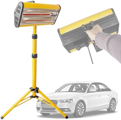 1050W Short Wave Infrared Paint Curing Lamp for Car Body Repair - Adjustable Foldable Bracket, Efficient Paint Drying Heater, 220V, Perfect for Auto Painting and Restoration