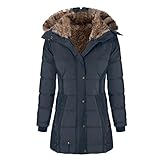 Damen Winterjacke Sale Kurz Warm Gefüttert Daunen xxl mit Fell Rot Schwarz Winterparka Wintermantel Winter Jacke Fleece Parka Fleecejacke Daunenmantel Übergangsjacke Daunenjacke Steppmantel Steppjacke