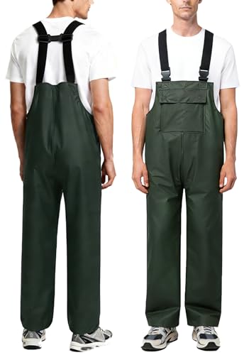 Niruoxn Waterproof Workwear Bib Rain Pants for Men Women Packable Rain Gear Outdoor Fishing Hiking Overalls