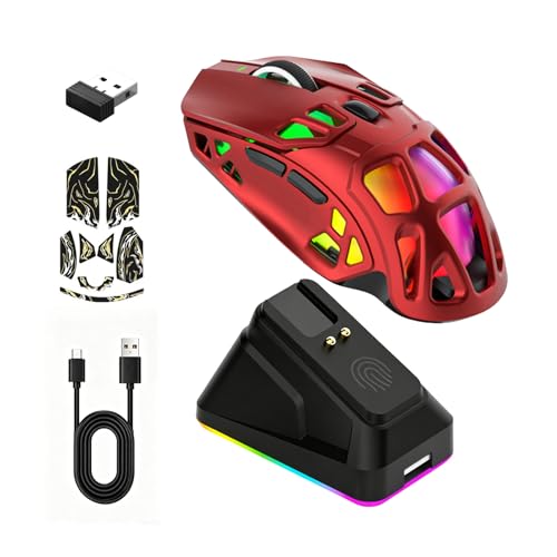 Ratón para juegos X9pro inalámbrico ligero con base RGB, 7 botones programables y carga Tipo C
