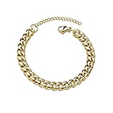  HEMOTONE Punk-Stil 3/5 / 7mm männer Edelstahl kubanische Armband einfache Mode Titanium Stahl Kette männer und Frauen schmuck Paar Geschenke (Metal Color : Gold 3mm)