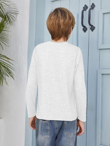 Image of Boys Long Sleeve Shirt Crewneck Solid Color Casual Top with Chest Pocket for Kids 5-14 Years
