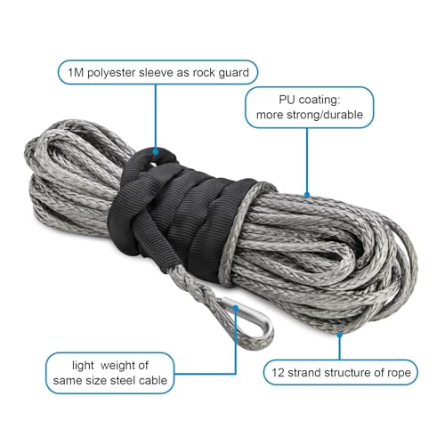 Corde de treuil synthétique 7200lbs ultra résistante pour câble ATV - 7