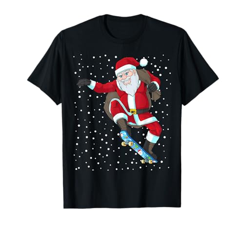 Lustiges Weihnachtsmann Skater Weihnachten Skateboard T-Shirt