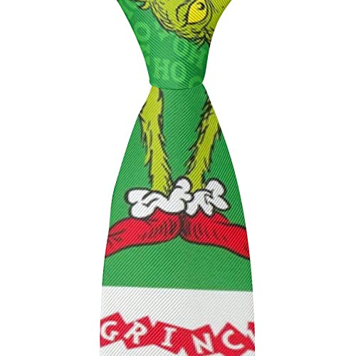 Mikors Cach Christmas Green Monster Grinches Men's Ties Necktie Retro Fashion Neck Tie For Men Slim Skinny Tie Business Formal Necktie Tie For Wedding Party Work #TOP4
