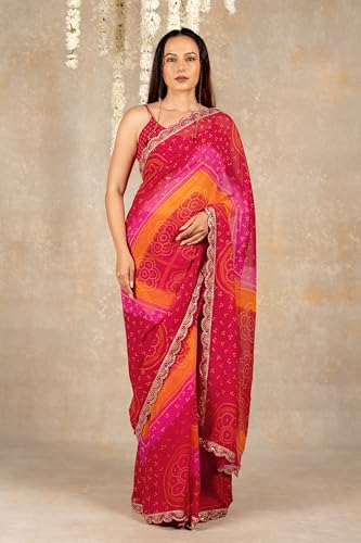 Image of MIRCHI FASHION Saree for Woman Georgette Floral Printed | Lightweight Comfortable Sari for Regular Social Wear and social visits