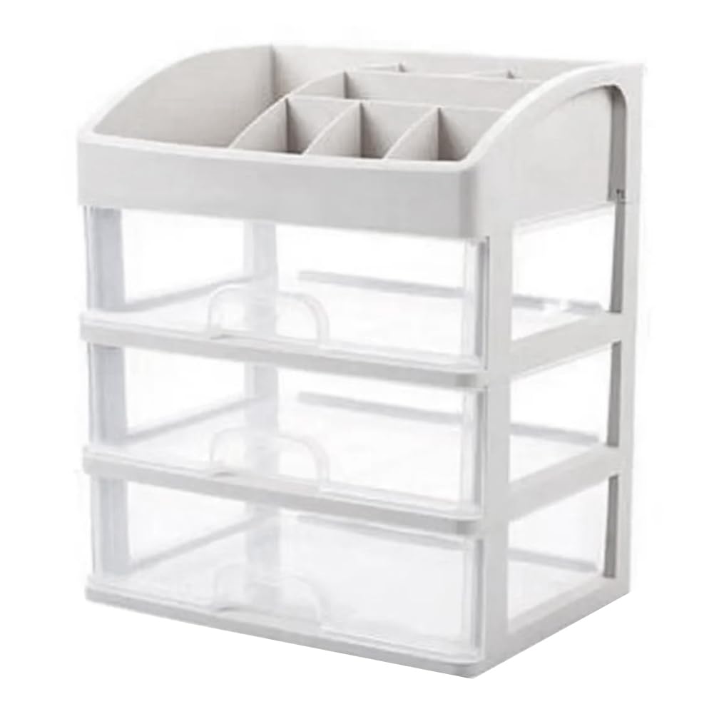 CTRLZS 1pc Transparent Plastic Four Layer Three Drawer Desktop Drawer Style Cosmetic Storage Box Dressing Table Storage Rack