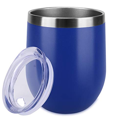 Arfbear Verre à vin Double en Acier Inoxydable isolé sous Vide Tasse à café réutilisable Eco Coffee avec Couvercle Tasse de Voyage (Blue)