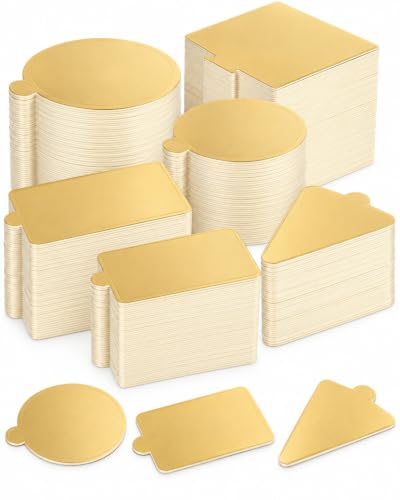 ZSDRTYU Mini Cake Boards, 600 Pack 3" Small Cake Tray Paper Mini Cake Base Cardboard Cake Display Boards, Small Cake Boards Bases Para Postres For Parties,Triangle,Cake Boards (Gold)
