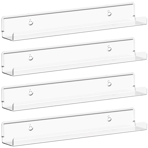Image of Lifewit Narrow Acrylic Floating Shelves for Vinyl Record 12 inch, Clear 4 Pack