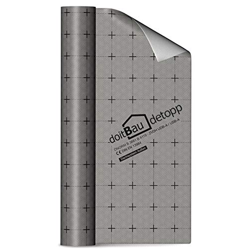 doitBau detopp Unterspannbahn 160 g/m² mit 2 Selbstklebestreifen 1,5m x 25m (40m²) Unterdeckbahn Schalungsbahn Dachbahn…