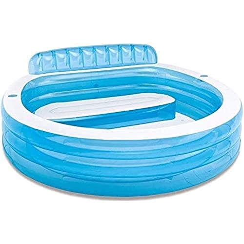 HJDQMDHA Centro de Juegos Piscina Inflable Redonda, Piscina Inflable Plegable Duradera con Asiento y Respaldo, Centro de Juegos Acuáticos de Verano Piscina Inflable