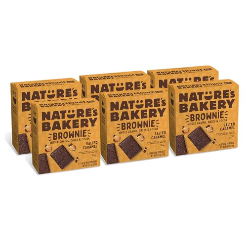 Nature’s Bakery Salted Caramel Brownie Bars, Whole Grains, Dates, and Cocoa, Plant Based, Dairy-Free, Snack Bar, 6 Count (Pack of 6)