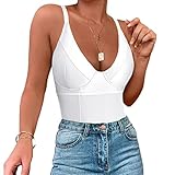 Avidlove Snap Crotch Bodysuit Shiny Tank Tops Underwire Bodysuit Basic Bodysuit Shirts Tank Tops White