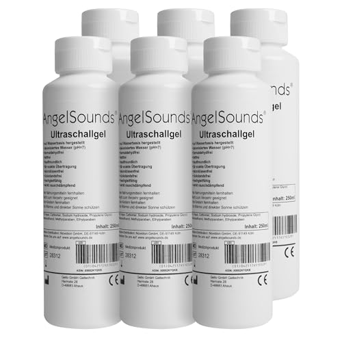AngelSounds gel de ultrasonidos 1.500ml (6 x 250 ml) - Gel de transmisión Doppler fetal - Gel de ecografía para aparatos de ultrasonidos - Gel de contacto