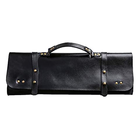 MoonEmbassy Hand Made Drum Stick Bag,Genuine Leather Leather & Brass Drumstick Bag,Cowhide Drumstick Case (Black) Cover
