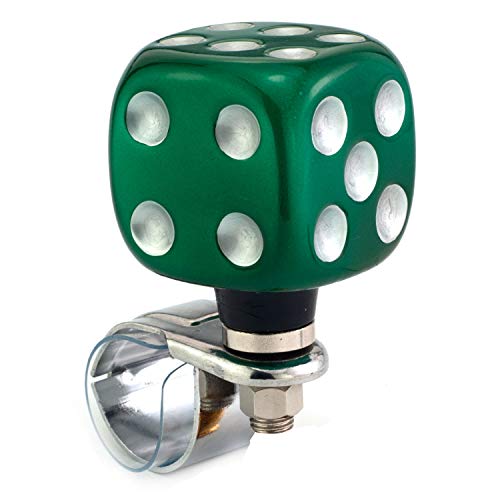 Thruifo Dice Style Steering Wheel Turning Spinner, Car Power Handle Grip Suicide Knobs Driving Assist Fit Most Manual Automatic Vehicles Trucks Suv, Green #TOP25