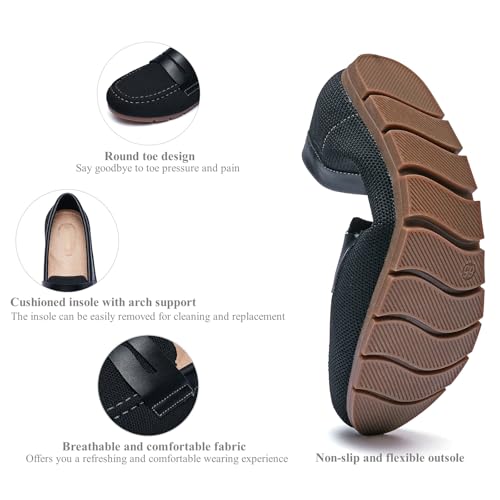Image of Cvistpieo Loafers for Women Comfortable Dressy Casual Work Flats Lightweight & Breathable Slip On Walking Shoes Knit