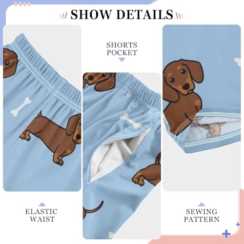 Boys' Pants Cute Dachshund Dog Blue Long Bottoms Jogger Pants Elastic Waist Trousers with Pockets S-XL4